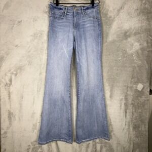 Express Jeans Womens 6R Blue 70s Flare Mid Rise Stretch Boho Light Wash‎ Denim